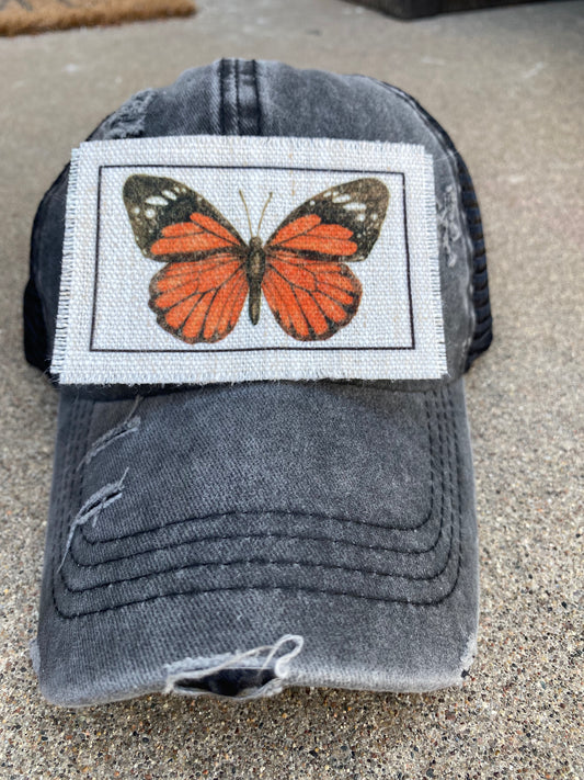 Orange Butterfly Hat Patch