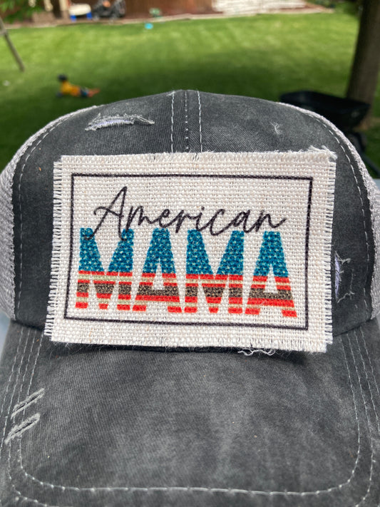 American Mama with Leopard Hat Patch