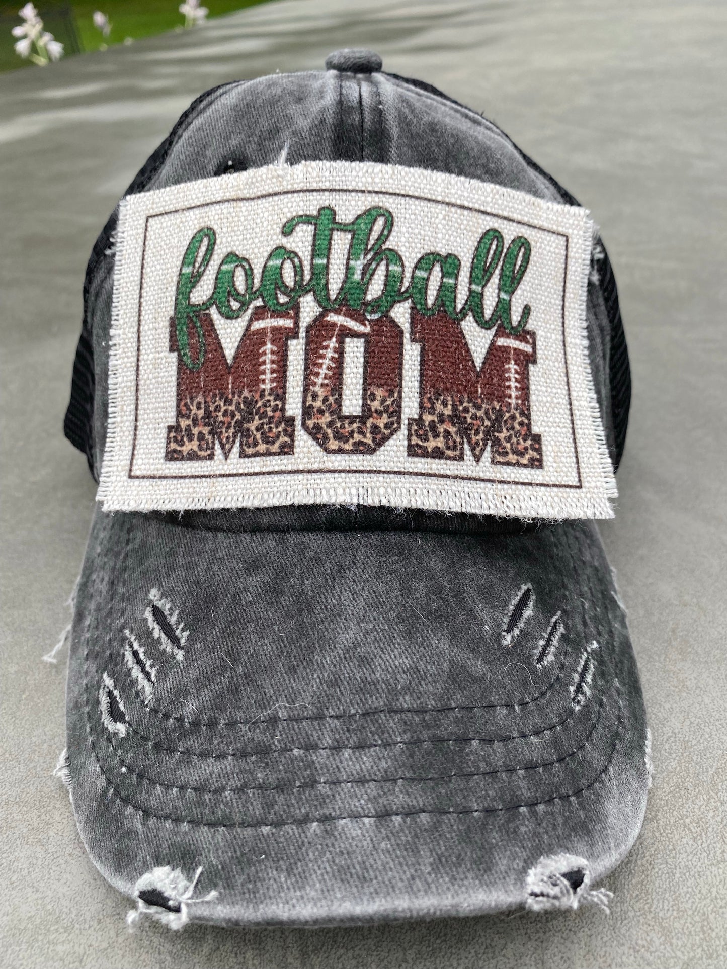 Football Mom Leopard with Field Hat Patch