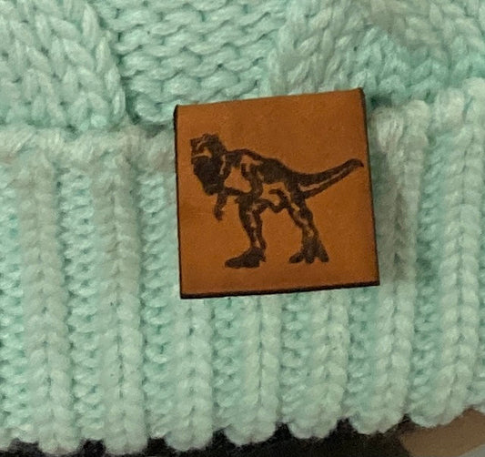 T-rex Fold-Over Leatherette Beanie Patch