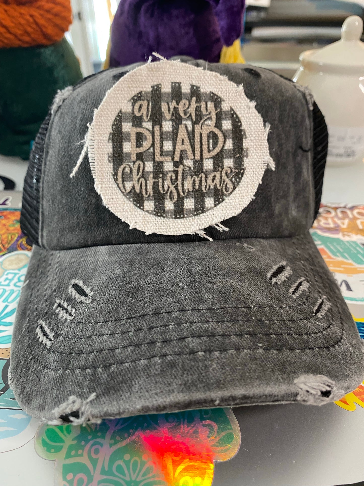 A Very Plaid Christmas Black Hat Patch