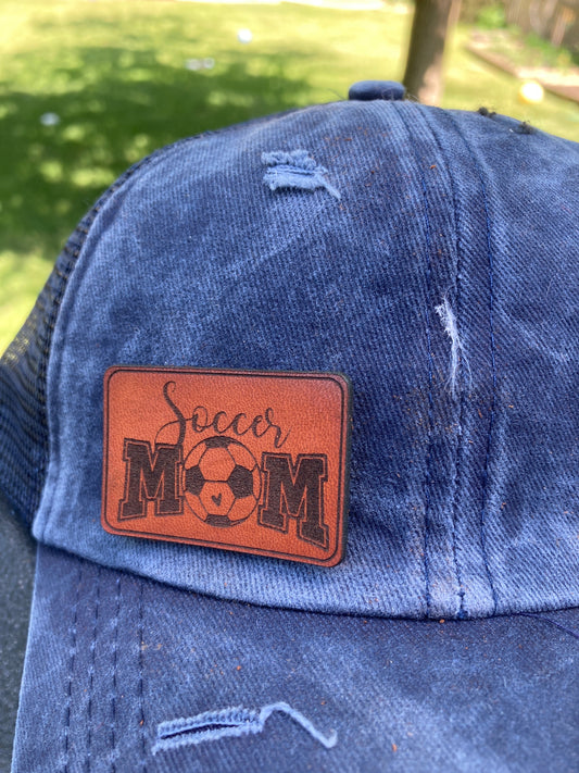 Soccer Mom Small Leatherette Hat Patch