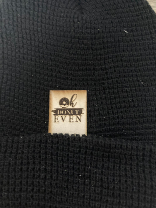 Donut Even Fold-Over Leatherette Beanie Patch