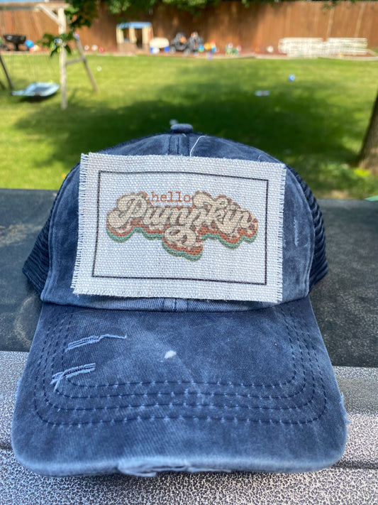 Hello Pumpkin Leopard Neutrals Hat Patch