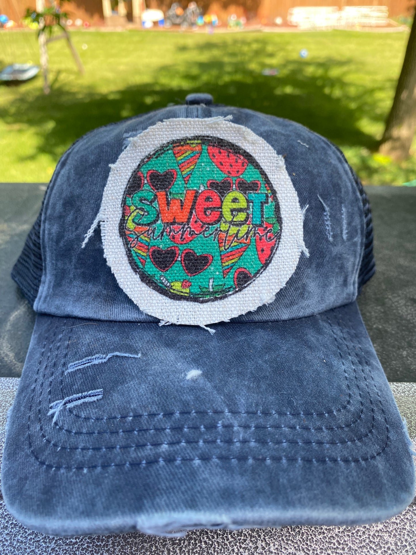 Sweet Summertime Teal Circle Hat Patch