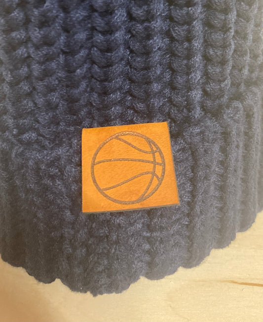 Basketball Fold-Over Leatherette Beanie Patch