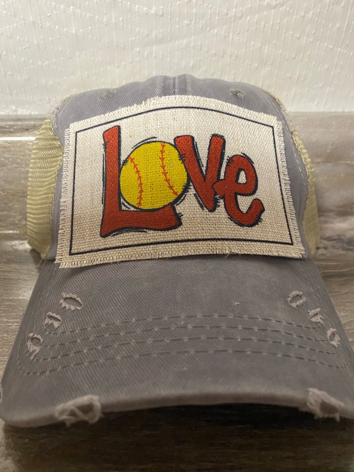 Love Softball Hat Patch