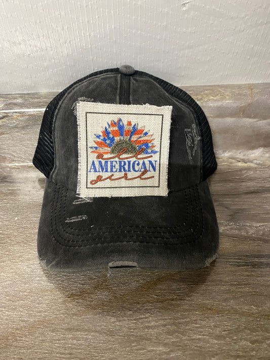 All American Girl with Sunflower Hat Patch