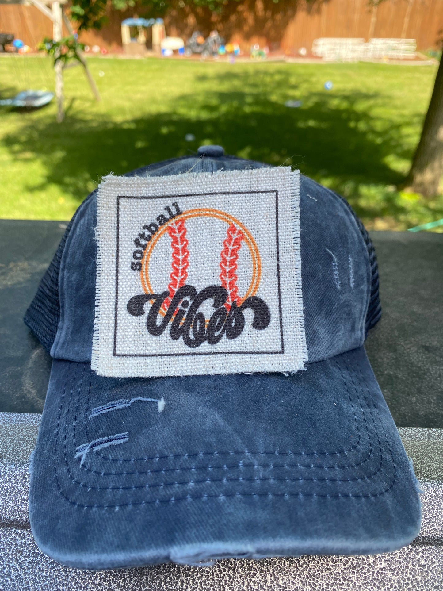 Softball Vibes Neon Hat Patch