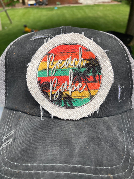Beach Babe Retro Sunset Hat Patch
