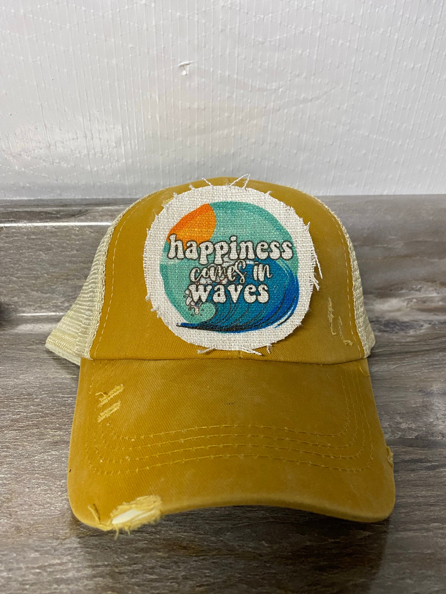 Happiness Comes in Waves Hat Patch