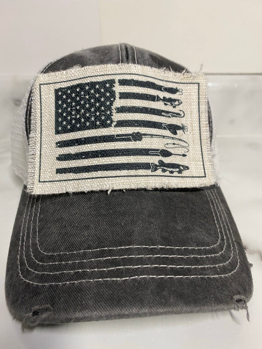 Fishing Flag Hat Patch