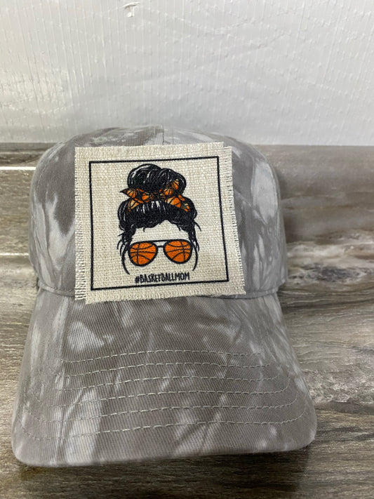 Basketball Mom Bun Glasses Hat Patch