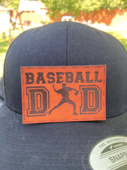 Baseball Dad Leatherette Hat Patch