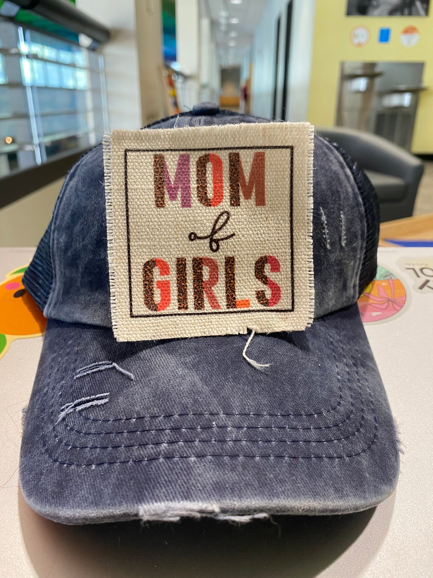 Mom Of Girls w/leopard Hat Patch