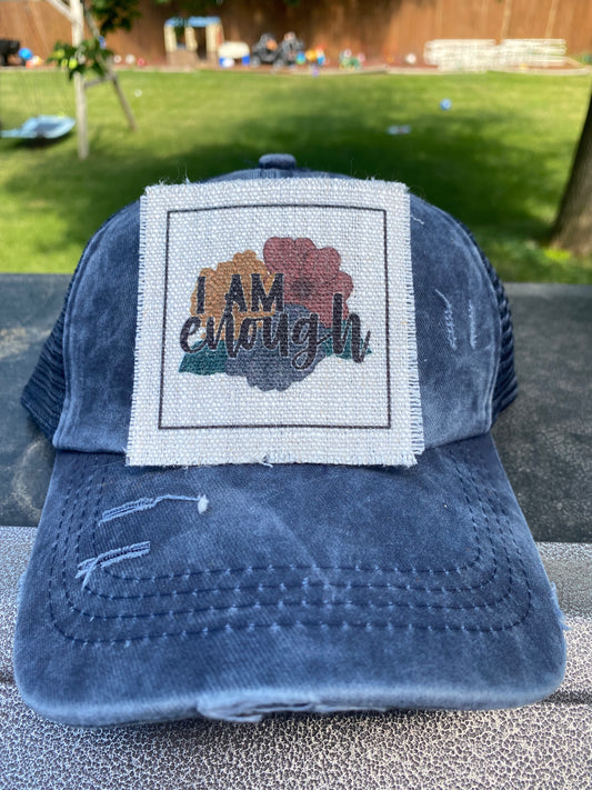 I Am Enough Floral Neutral Hat Patch
