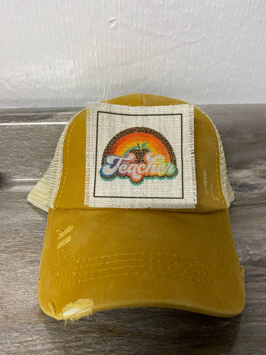 Teacher Rainbow Hat Patch
