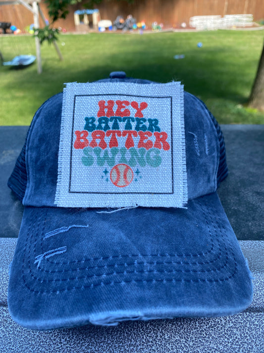 Hey Batter Batter Swing Hat Patch