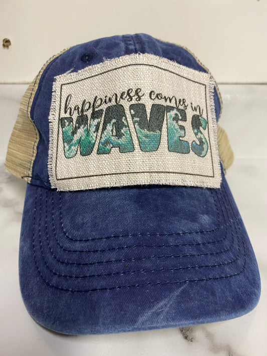 Happiness Comes in Waves Hat Patch