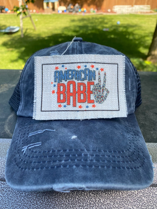 American Babe Skelly Hand Hat Patch