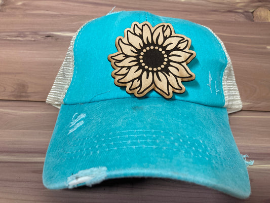 Sunflower Cutout Leatherette Hat Patch