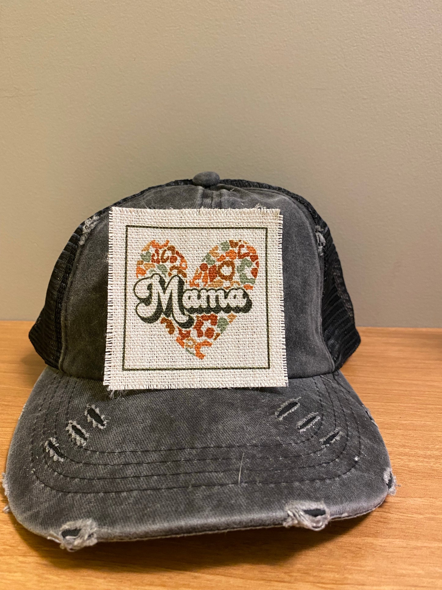 Mama Leopard Heart Hat Patch