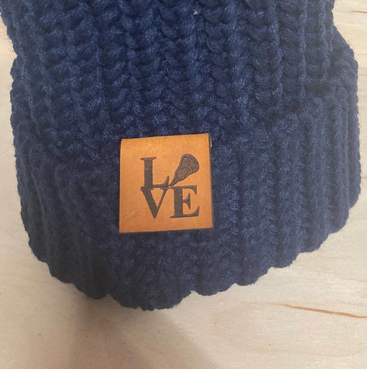 Love Lacrosse Fold-Over Leatherette Beanie Patch
