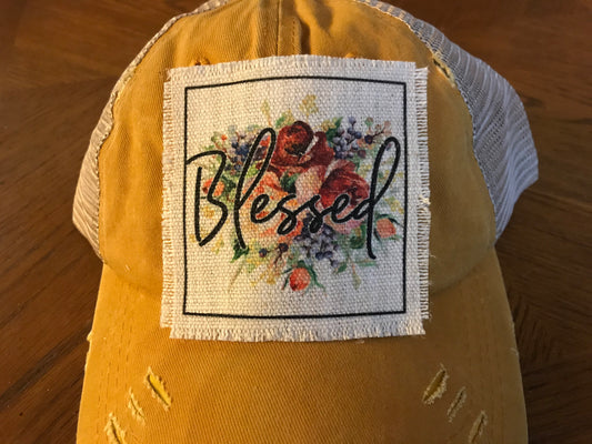 Blessed Rose Floral Hat Patch