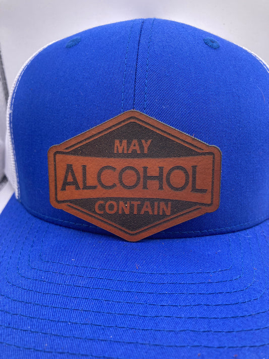May Contain Alcohol Leatherette Hat Patch