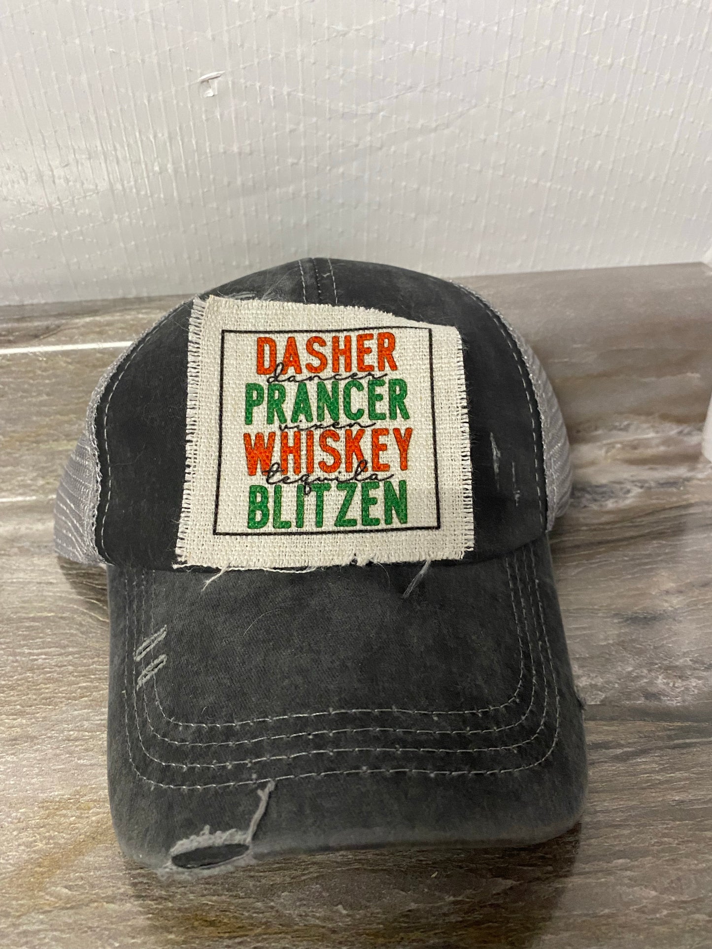 Dasher Whiskey Tequila Blitzen Hat Patch