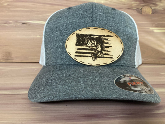 Bass Flag Leatherette Hat Patch