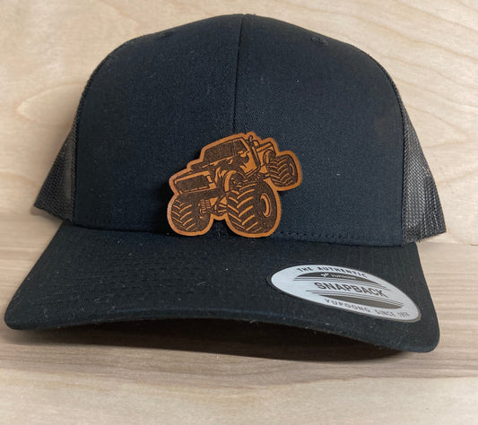 Monster Truck Leatherette Hat Patch