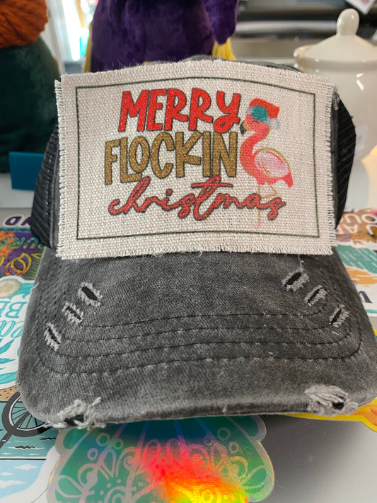 Merry Flockin Christmas Hat Patch