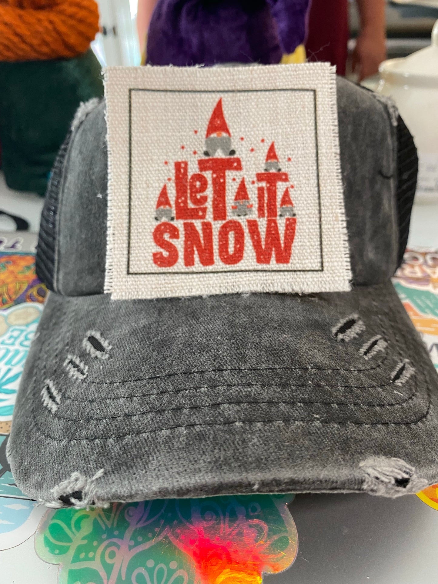 Let It Snow with Gnomes Hat Patch