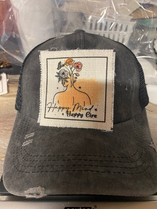 Happy Mind Happy Life Hat Patch