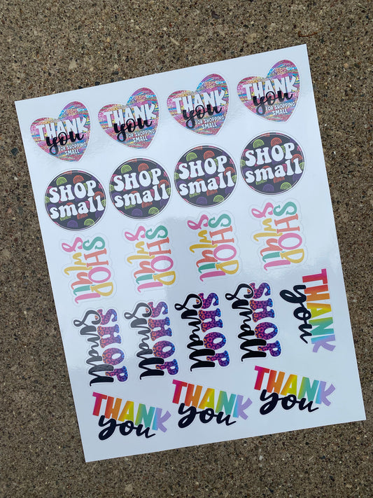 Thank You Shop Small Vinyl Sticker Sheet