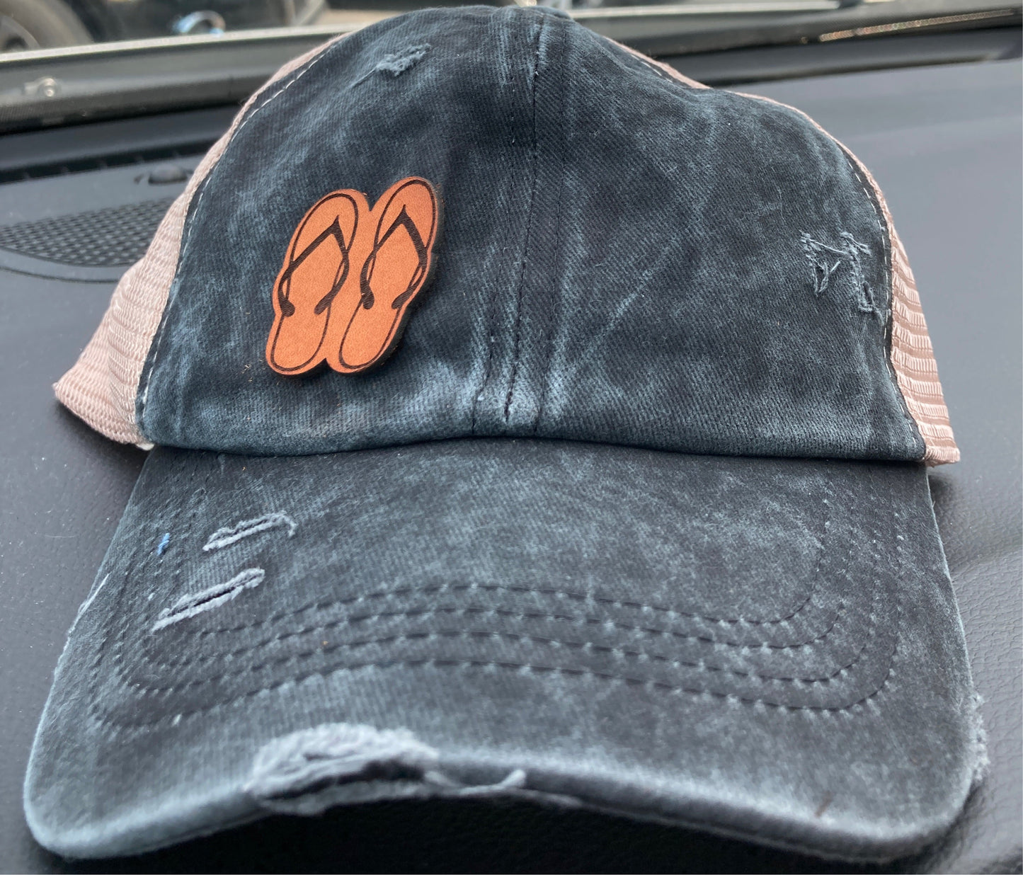 Flip Flops Small Leatherette Hat Patch