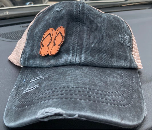 Flip Flops Small Leatherette Hat Patch