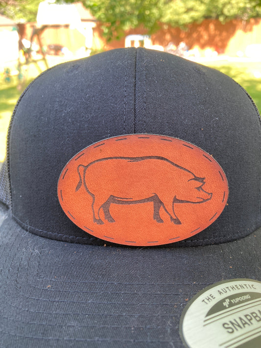 Pig Leatherette Hat Patch