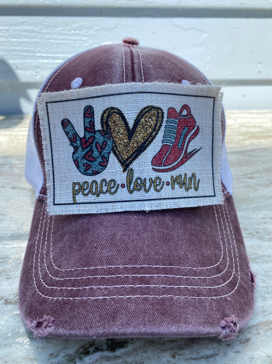 Peace Love Run Hat Patch