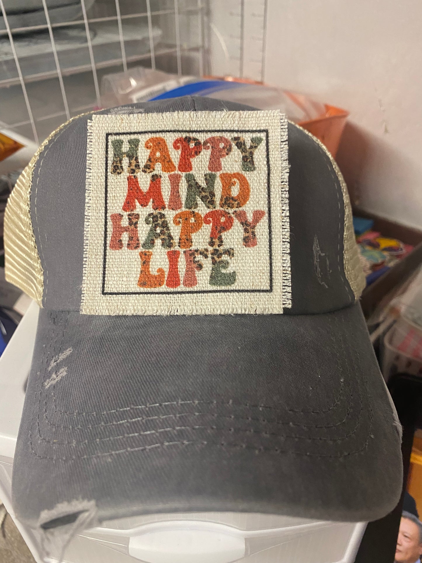 Happy Mind Happy Life Hat Patch