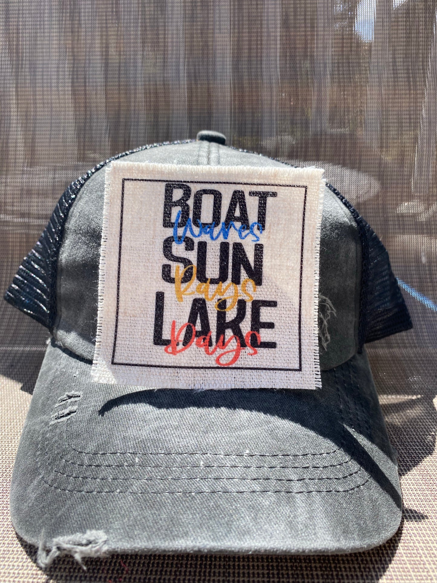 Boat Waves Sun Rays Lake Days Hat Patch