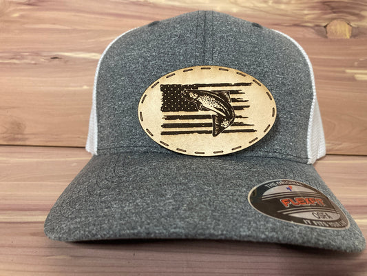 Trout Flag Leatherette Hat Patch