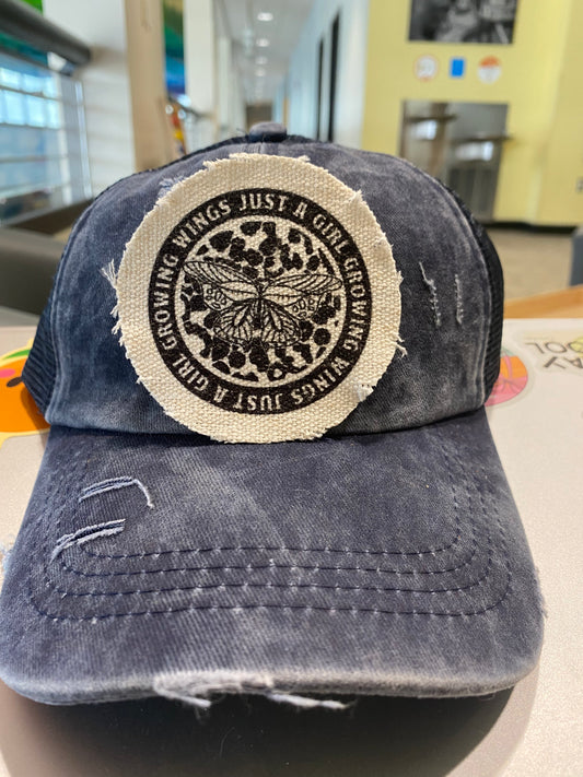 Just A Girl Growing Wings Hat Patch