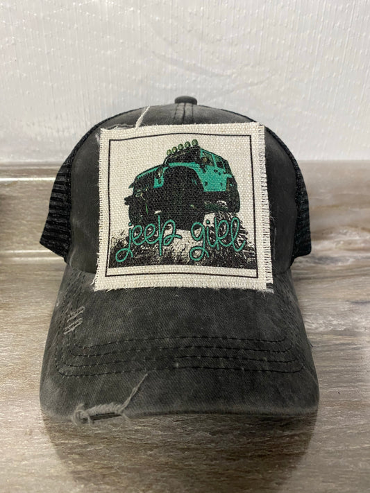 Jeep Girl Teal Hat Patch