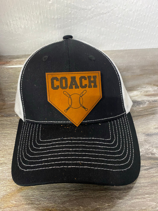 Baseball Softball Coach Leatherette Hat Patch