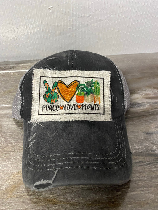 Peace Love Plants Hat Patch