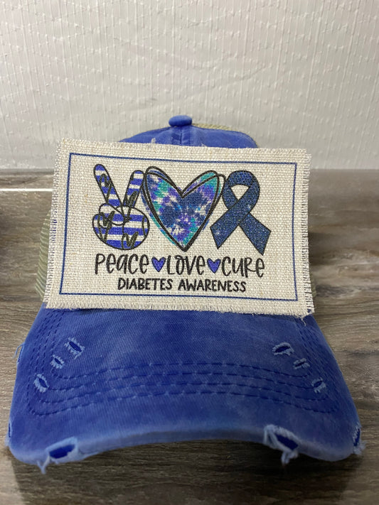 Peace Love Cure Diabetes Hat Patch