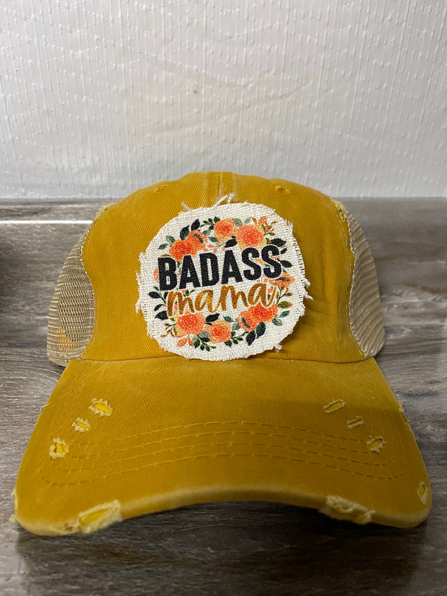 Badass Mama Floral Hat Patch