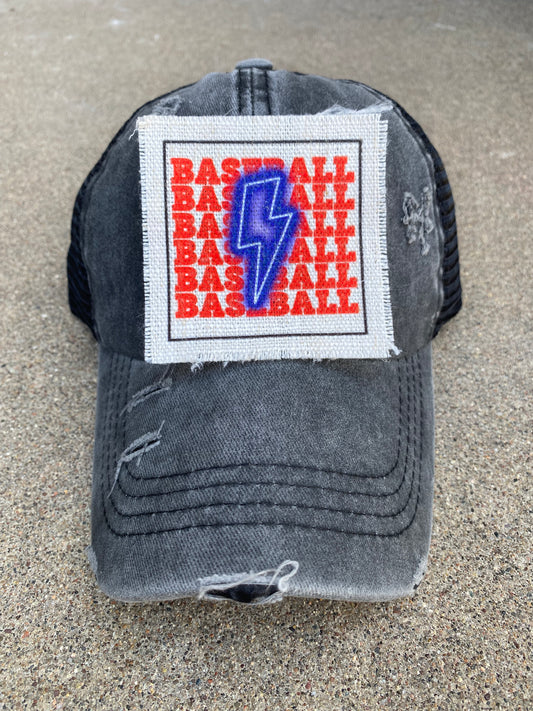 Baseball with Bolt Hat Patch